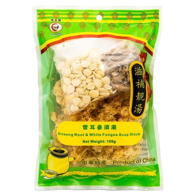 East Asia Brand Ginseng Root & White Fungus Soup Stock 東亞牌 雪耳參須湯 50 x 100g
