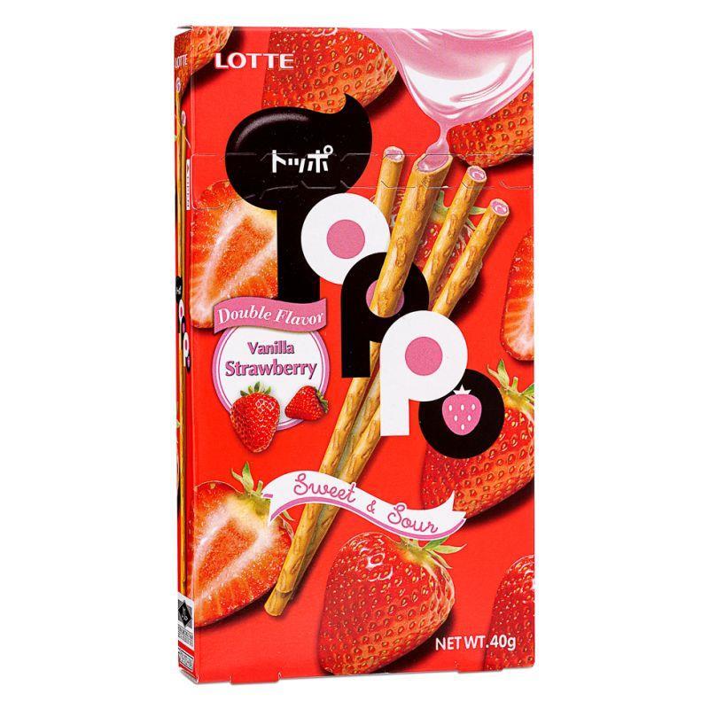 (Case) Lotte Toppo Vanilla Strawberry Crispy Pretzel (40g*10)*6