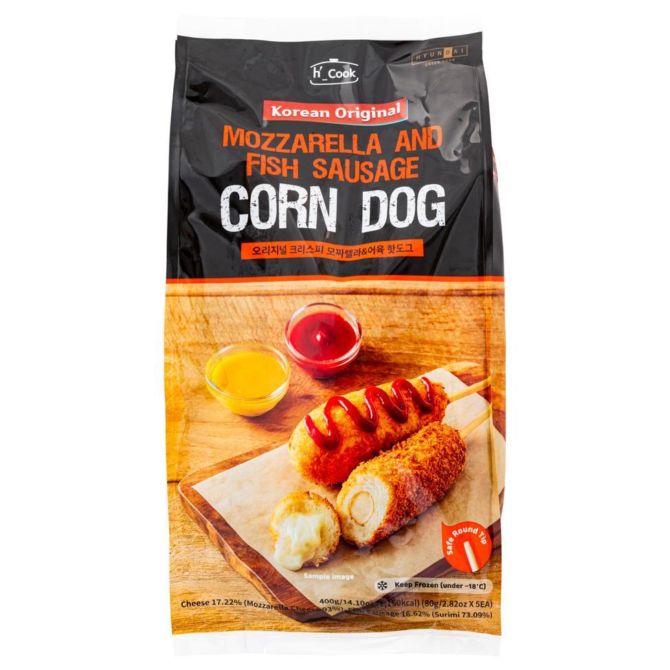 ❄️ h'_Cook Korean Original Mozzarella and Fish Sausage Corn Dog 12 x 400g (5 pcs)