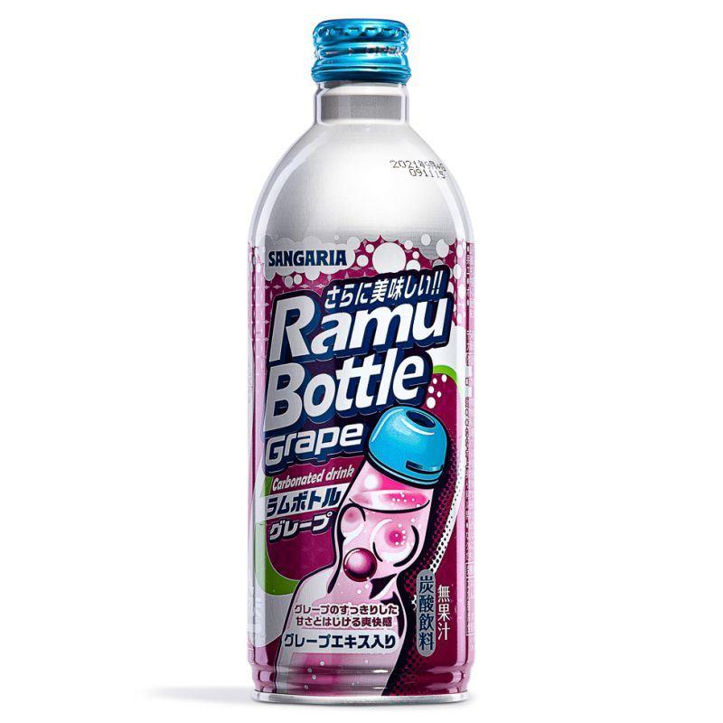 (Case) Sangaria Ramu Bottle Grape Carbonated Drink ラムボトル グレープ 500ml*24