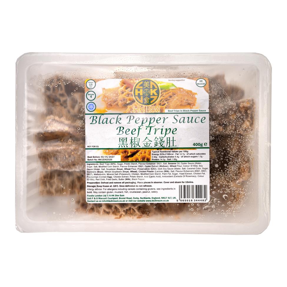 ❄️ HK Dim Sum Black Pepper Sauce Beef Tripe 香港點心 黑椒金錢肚 12 x 400g