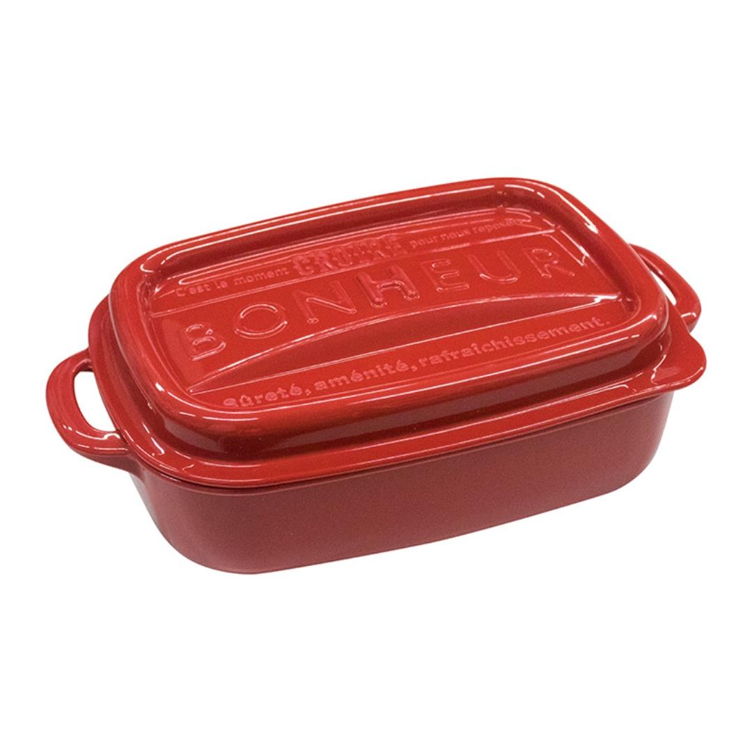 Yamada Bonheur Lunch Box (Red) ボヌール ランチスクエア3L レッド x 10