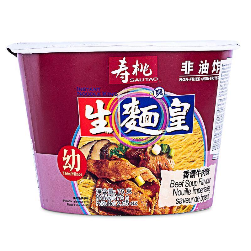 (Case) Sau Tao Instant Noodle King Thin Noodle Bowl (Beef Soup Flavour) 壽桃牌 生麵王碗麵 (香濃牛肉味) 75g*12