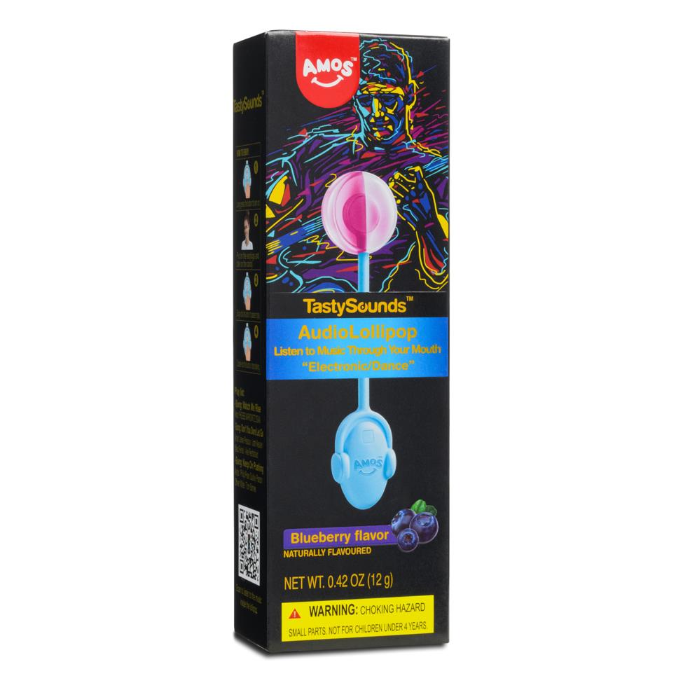 Amos TastySounds Audio Lollipop (Blueberry Flavour) (Electronic/ Dance) 2 x (12 x 12g)