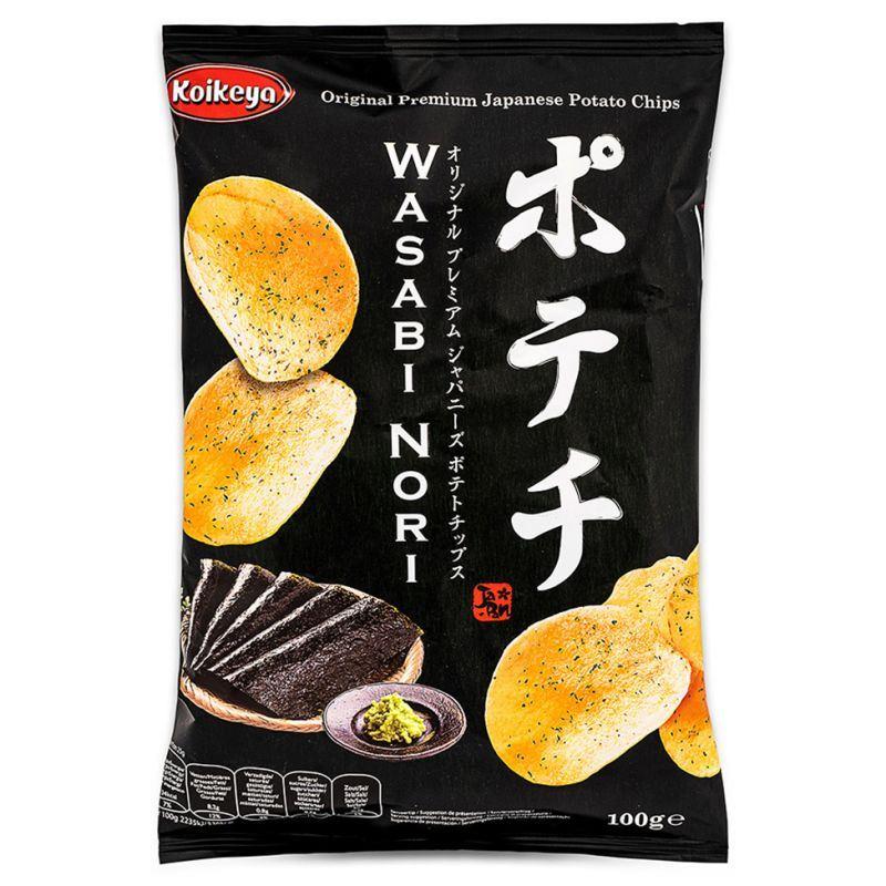 (Case) Koikeya Premium Japanese Potato Chips (Wasabi Nori) 100g*12