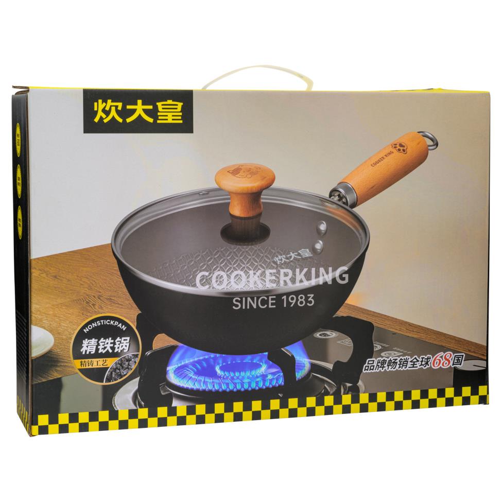 (Case) Cooker King Iron Wok with Cover 28cm 炊大皇 喵喵鐵炒鍋 28cm*8