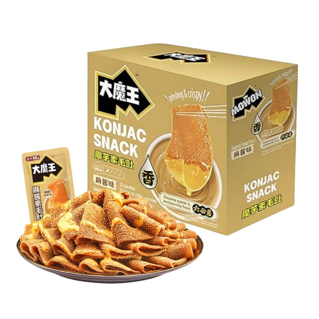 Yanjin Puzi Mowon Konjac Snack (Sesame Sauce Flavour) 鹽津鋪子 大魔王魔芋素毛肚 (麻醬味) 18 x (20 x 18g)