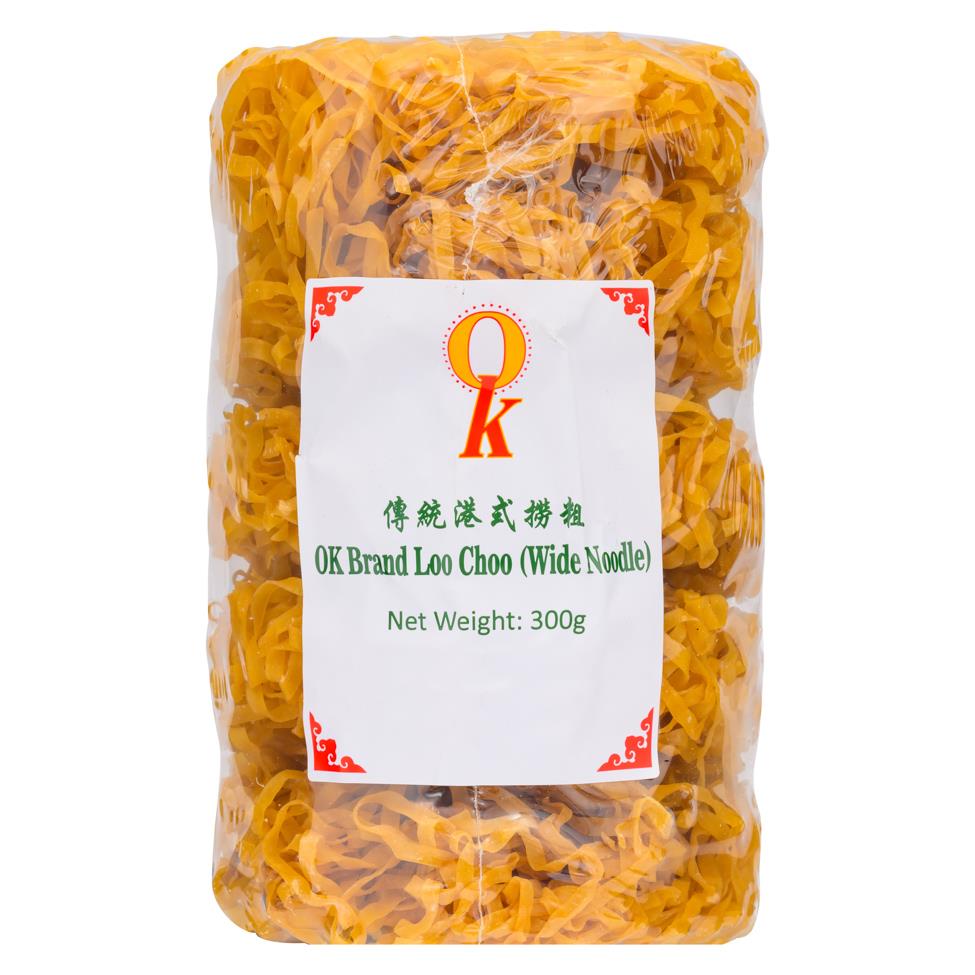 (Case) OK Brand Loo Choo (Wide Noodle) 傳統港式撈粗 300g*20
