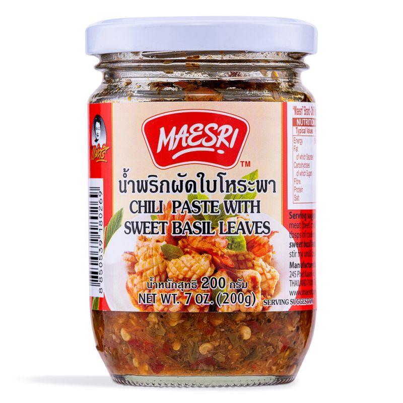 (Case) Maesri Chili Paste With Sweet Basil Leaves 200g*24