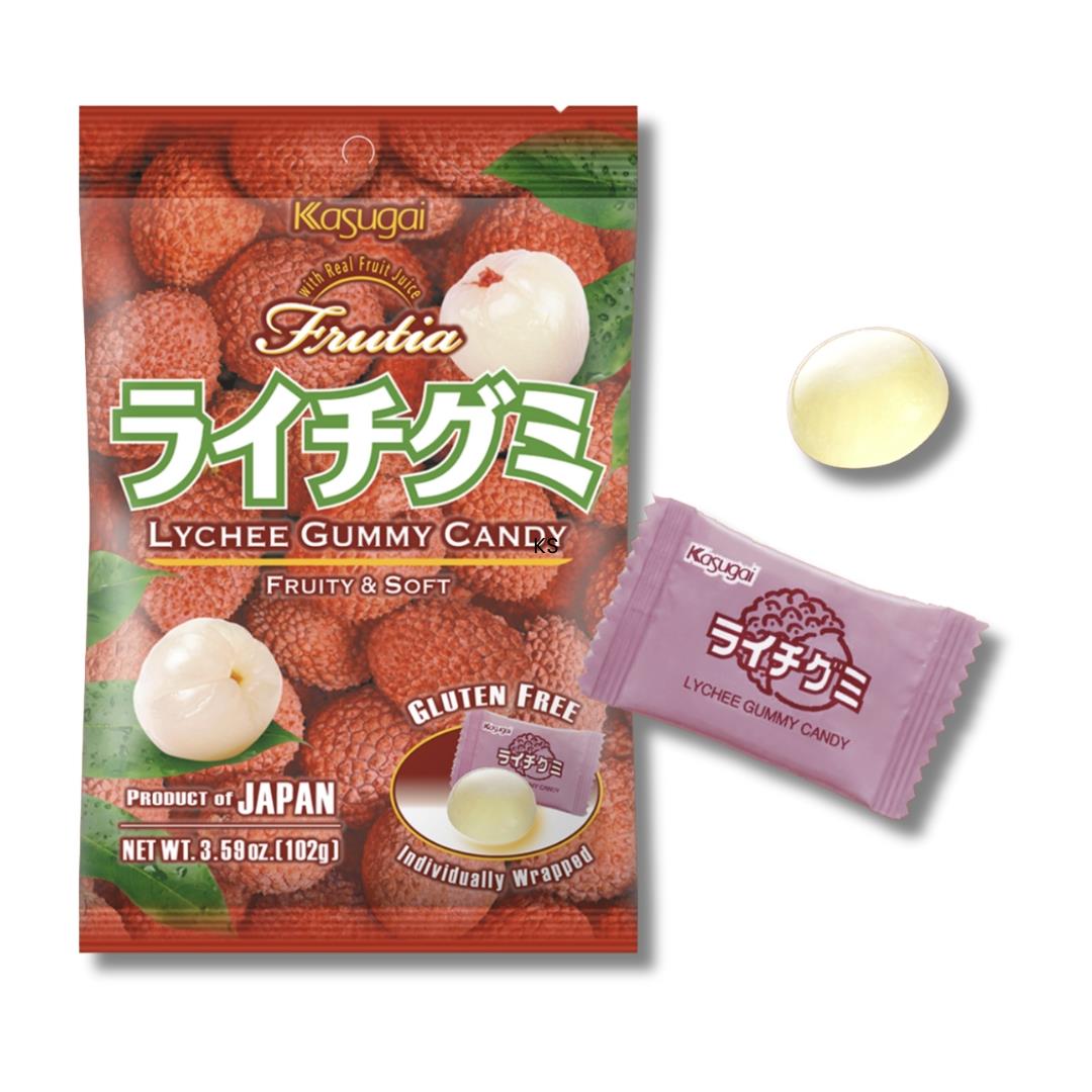 (Case) Kasugai Frutia Lychee Gummy Candy 102g*24