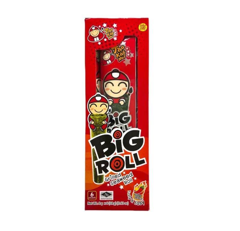 (Case) Tao Kae Noi Big Roll Grilled Seaweed Roll (Spicy Flavour) 小老闆 大紫菜卷 (香辣味) 18g (6*3g)*24