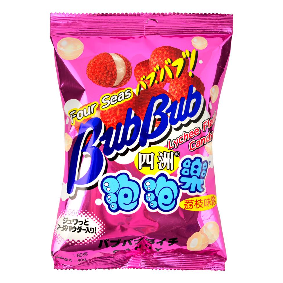 Four Seas Bub Bub Candy (Lychee Flavour) 四洲 荔枝味泡泡樂糖 20 x 80g