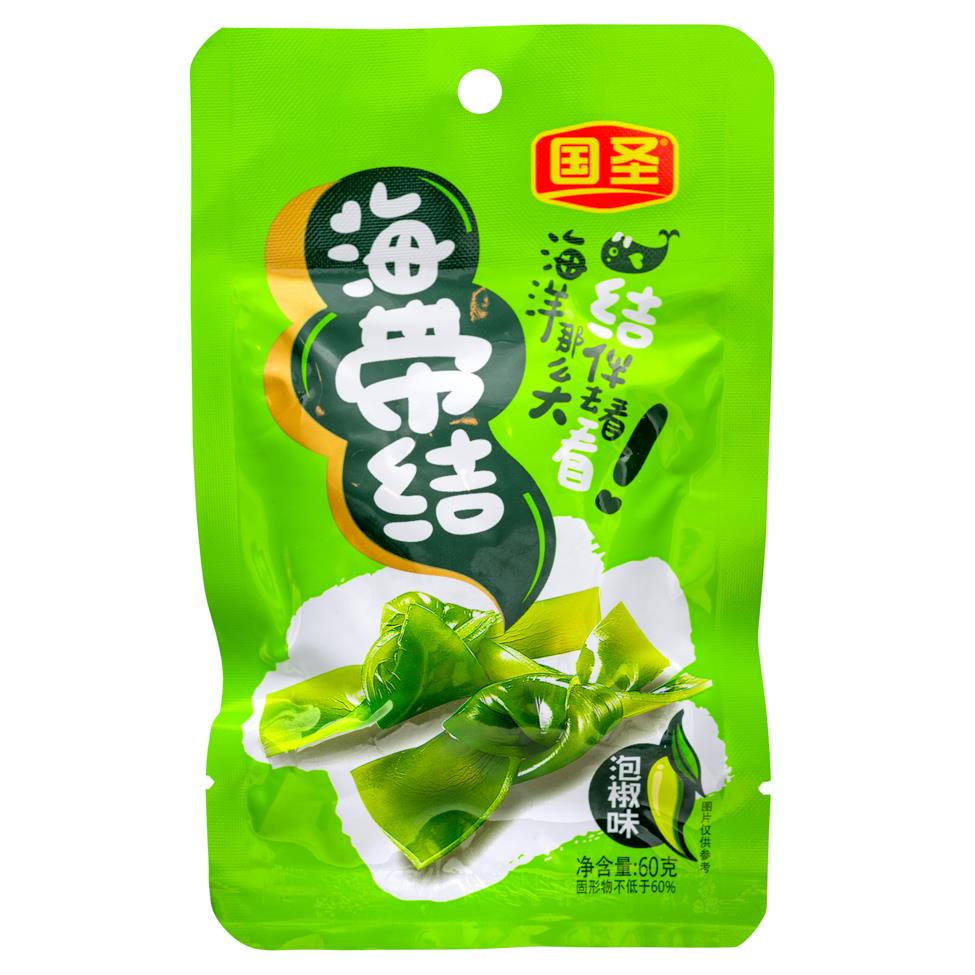 (Case) Guo Sheng Preserved Seaweed Knot (Spicy) 國聖 海帶結 (泡椒味) 60g*30