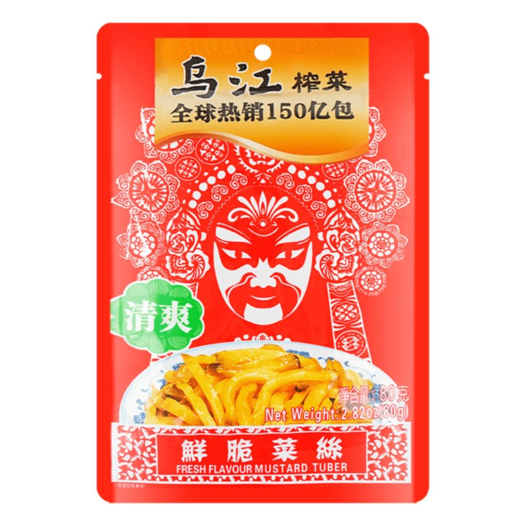 (Case) Wu Jiang Preserved Mustard Strips (Fresh) 烏江 清爽鮮脆菜絲 80g*100