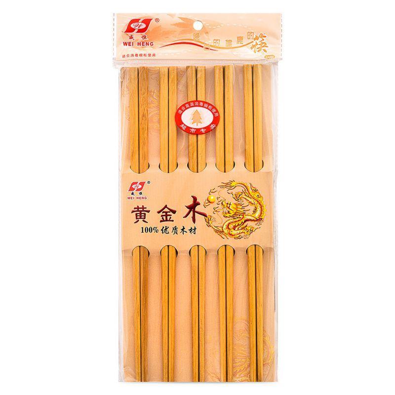 (Case) Wei Heng Light Wooden Chopsticks (10 pairs) 黃金木筷子 (10對)*10