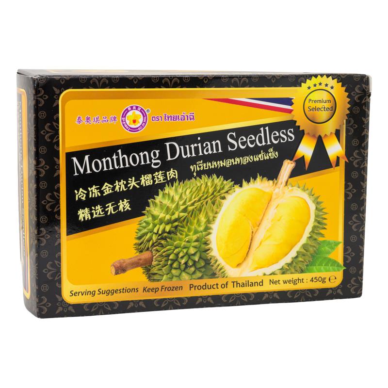 ❄️ Thai Ao Chi Premium Frozen Monthong Seedless Durian 奧泰琪 冷凍無核金枕頭榴蓮肉 24 x 450g