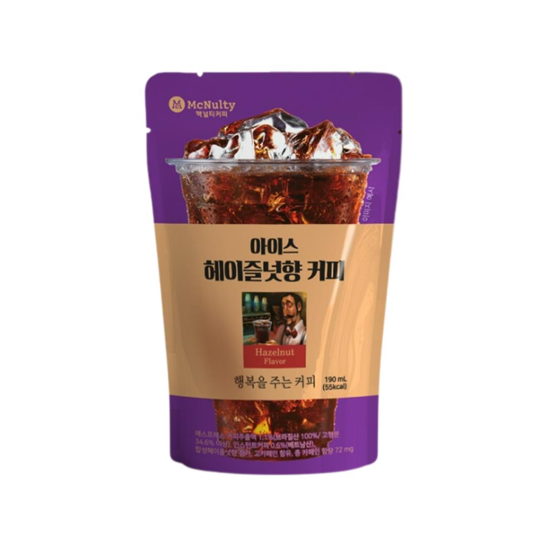 (Case) McNulty Ice Americano Coffee (Hazelnut Flavour) Pouch Drink 맥널티 아이스 아메리카노 헤이즐넛향 (190ml*10)*3
