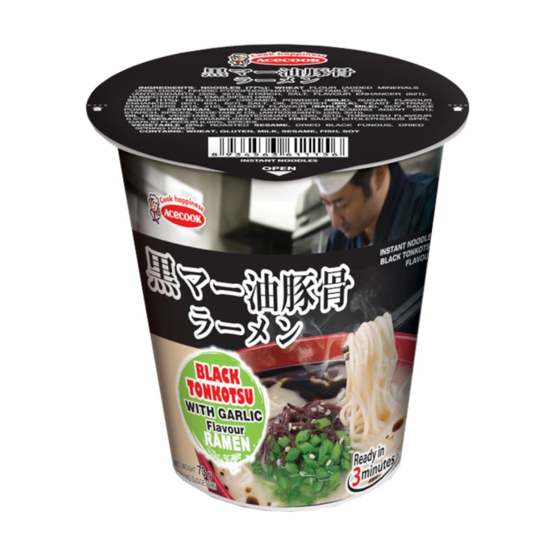 Acecook Ippin Ramen Cup (Black Tonkotsu with Garlic Flavour) 逸品 黒マー油豚骨ラーメン杯面 16 x 73g