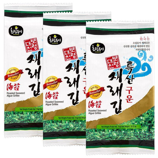 (Case) Choripdong Roasted Seaweed Laver 륵산 구운 재래김 15g (3*5g)*30