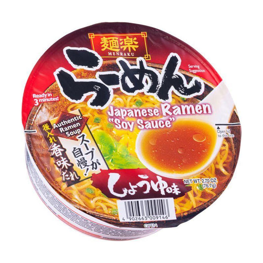 (Case) Hikari Menraku Japanese Ramen Bowl (Soy Sauce) しょうゆ味 76.7g*12