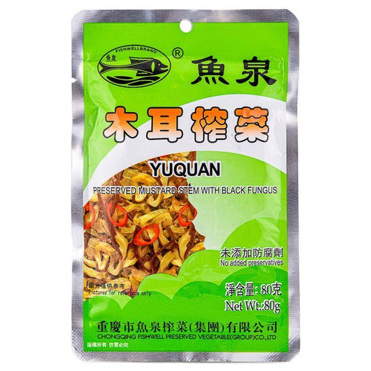 (Case) Fishwell Preserved Mustard Stem with Black Fungus 魚泉 木耳榨菜 80g*100