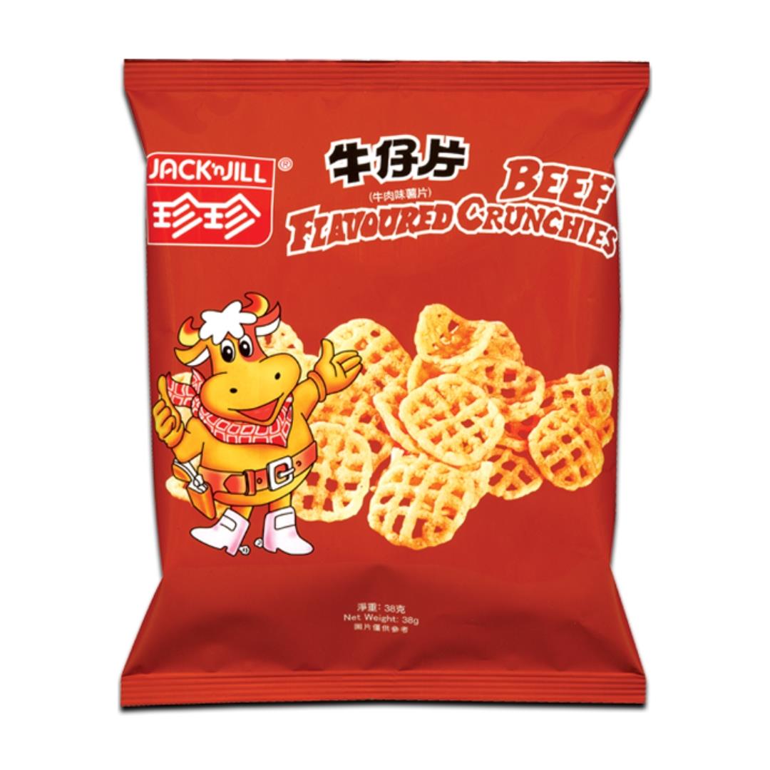 (Case) Jack'n Jill Beef Flavoured Crunchies 珍珍 牛仔片 (牛肉味薯片) 35g*20