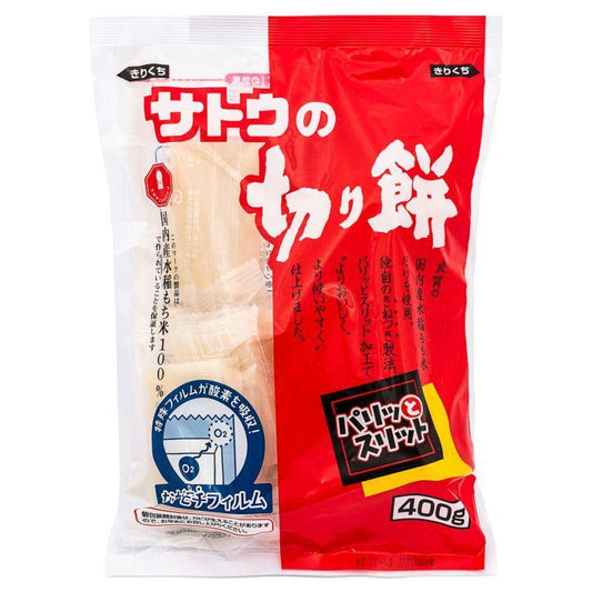 (Case) Sato Foods Mochi Rice Cakes (Sato No Kiri-mochi Paritto Slit) サトウの切り餅 400g*20