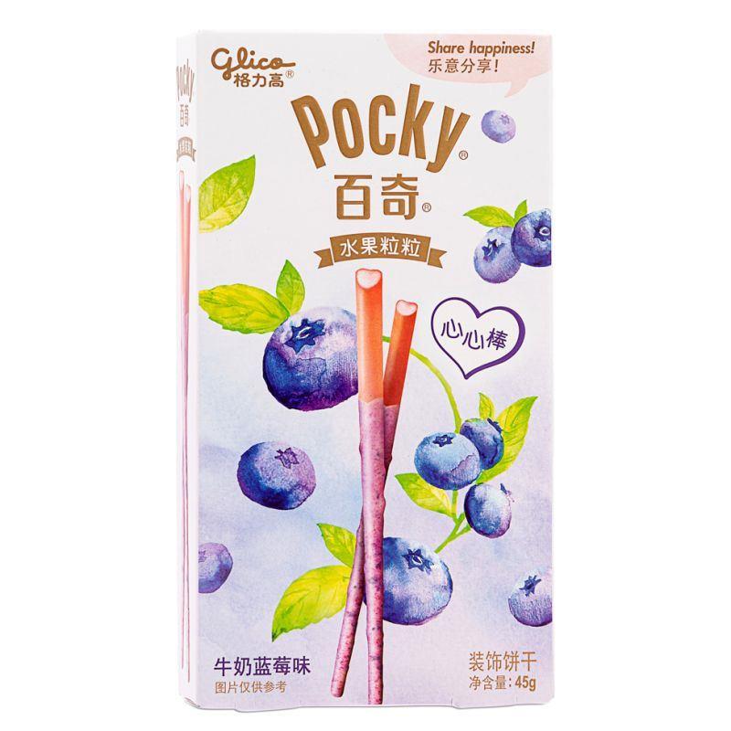 (Case) Glico Pocky Biscuit Sticks (Blueberry Fruit Flavour) 百奇 水果粒粒裝飾餅乾 (牛奶藍莓味) 45g*36