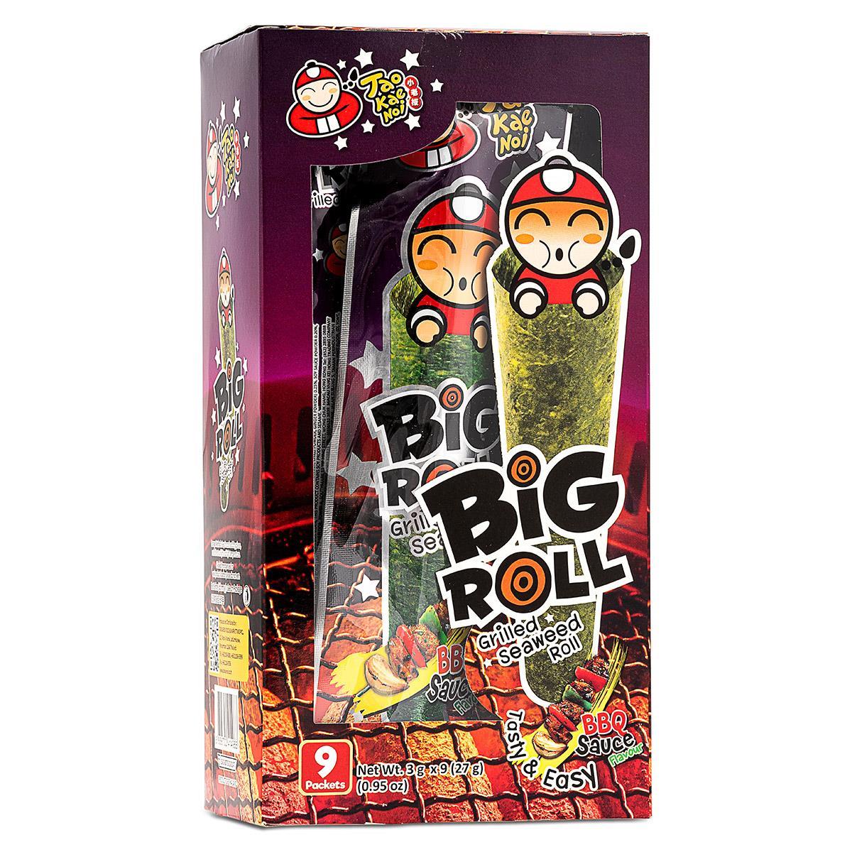 (Case) Tao Kae Noi Big Roll Grilled Seaweed Roll (BBQ Sauce Flavour) (9 pcs) 27g (12*9*3g) 小老闆BBQ味大卷