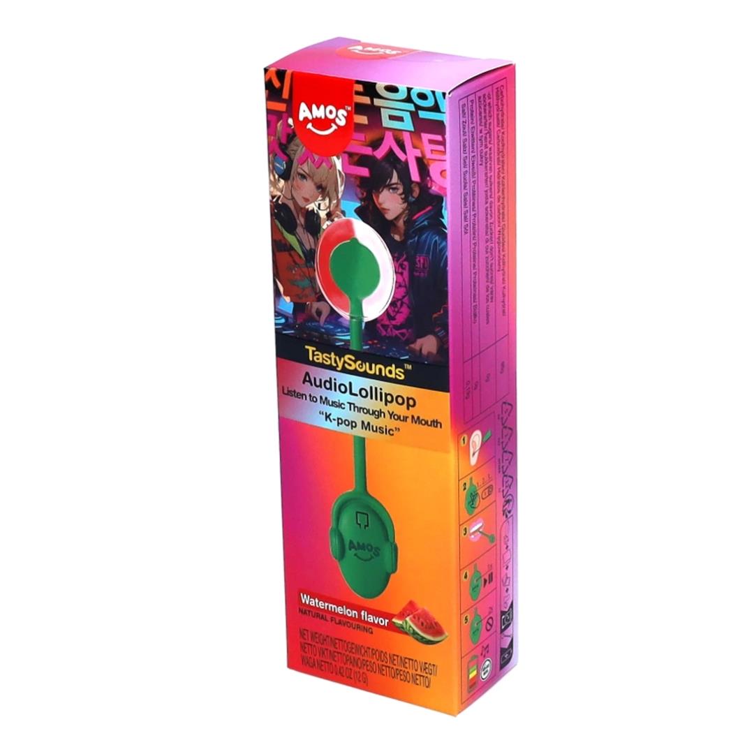 Amos TastySounds Audio Lollipop (Watermelon Flavour) (K-pop Music) 2 x (12 x 12g)