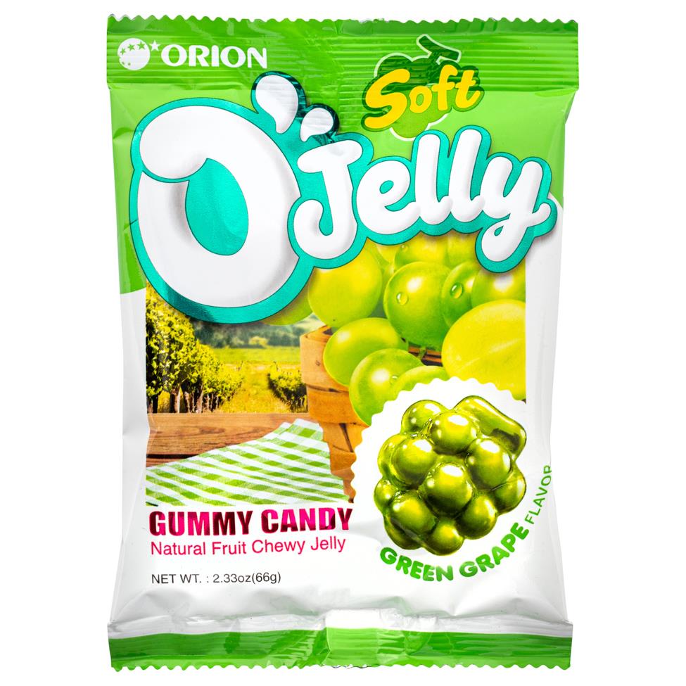 (Case) Orion O'Jelly Soft Gummy Candy (Green Grape Flavour) 66g*40