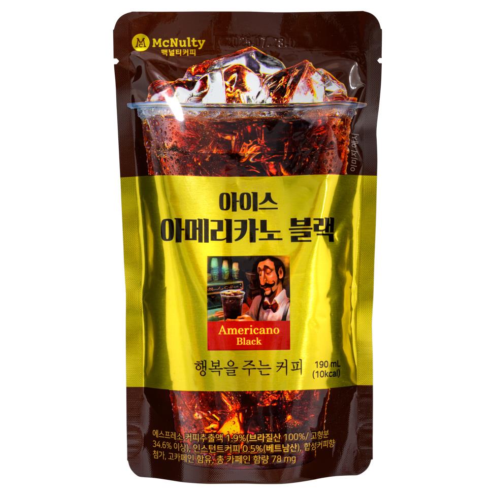 (Case) McNulty Ice Americano Coffee (Black) Pouch Drink 맥널티 아이스 아메리카노 블랙 (190ml*10)*3