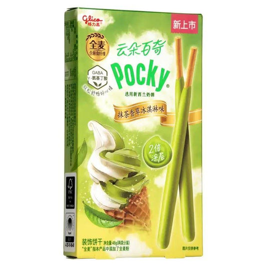 (Case) Glico Pocky Biscuit Sticks (Matcha Vanilla Ice Cream Flavour) 格力高 雲朵百奇裝飾餅乾 (抹茶香草冰淇淋味) 48g*36