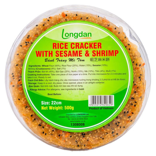 (Case) Longdan Rice Cracker with Shrimp & Sesame 500g*20