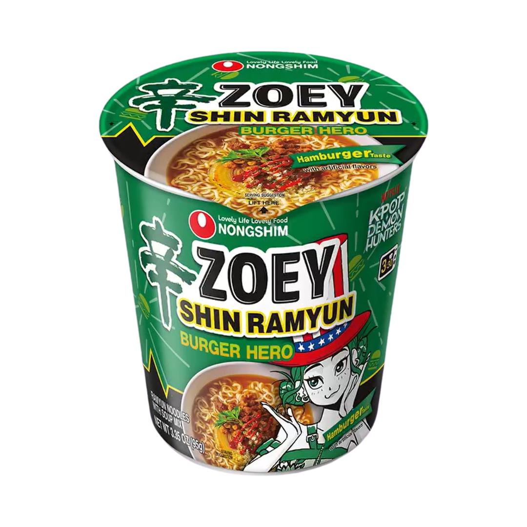 Nongshim K-pop Demon Hunters Zoey Shin Ramyun Burger Hero Cup Noodle (Hamburger Taste) 12 x 68g