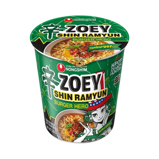 Nongshim K-pop Demon Hunters Zoey Shin Ramyun Burger Hero Cup Noodle (Hamburger Taste) 12 x 68g