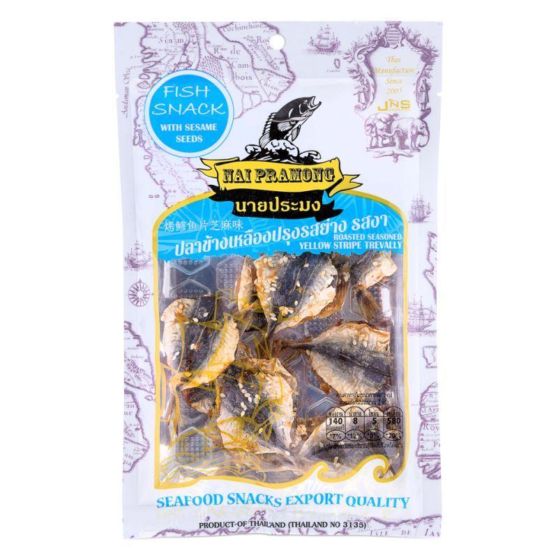 (Case) Nai Pramong Roasted Seasoned Yellow Stripe Trevally with Sesame Seed  烤鰺魚片 (芝麻味) 40g*36