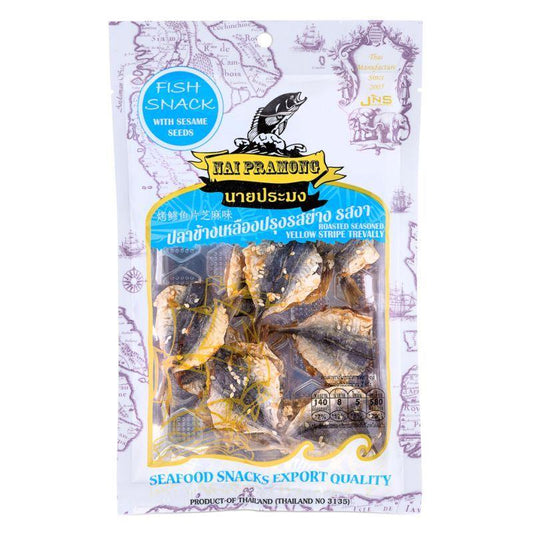 (Case) Nai Pramong Roasted Seasoned Yellow Stripe Trevally with Sesame Seed  烤鰺魚片 (芝麻味) 40g*36