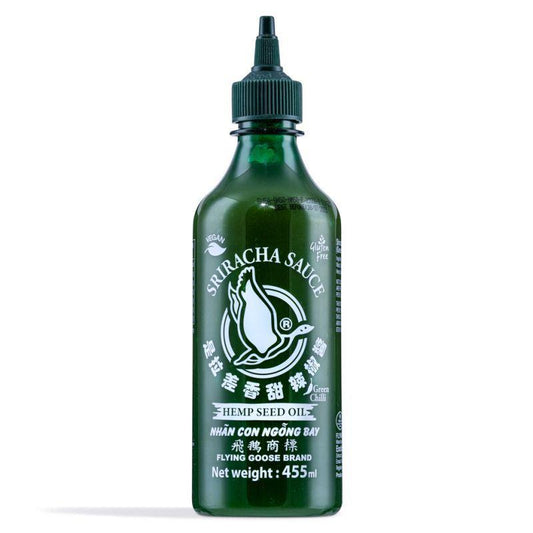 Flying Goose Sriracha Hot Green Chilli Sauce (Hemp Seed Oil) 飛鵝商標 是拉差香甜青辣椒醬 (大麻籽油) 6 x 455ml