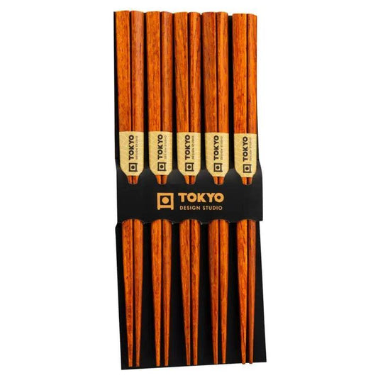 (Case) Tokyo Design Studio Wooden Chopsticks 5 Pairs Set (Dark Wood)*10