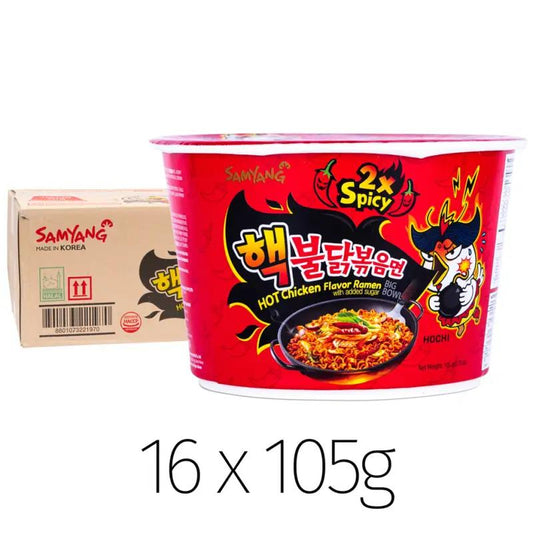 (Case) Samyang Buldak Hot Chicken Flavour Ramen Big Bowl (2x Spicy) 105g*16