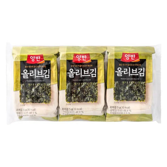 (Case) Dongwon Yangban Roasted Laver with Olive Oil 올리브김 13.5g (3*4.5g)*36