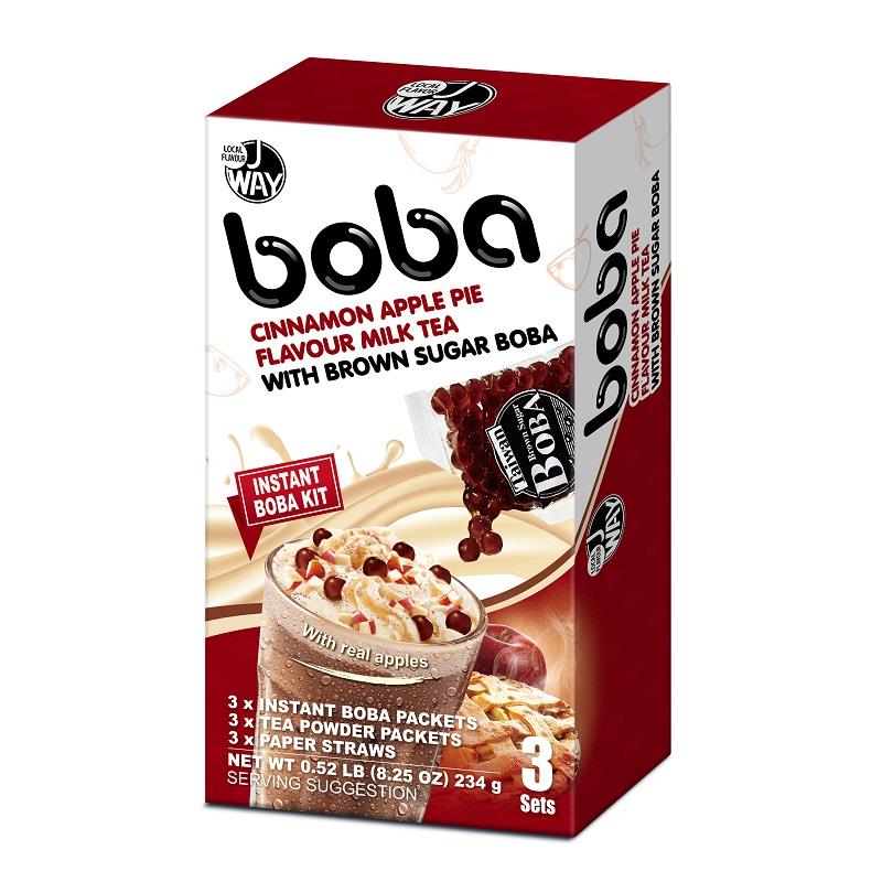 (Case) J-Way Brown Instant Boba Kit (Cinnamon Apple Pie Flavour Milk Tea with Brown Sugar Boba) (3 Sets) 234g*16