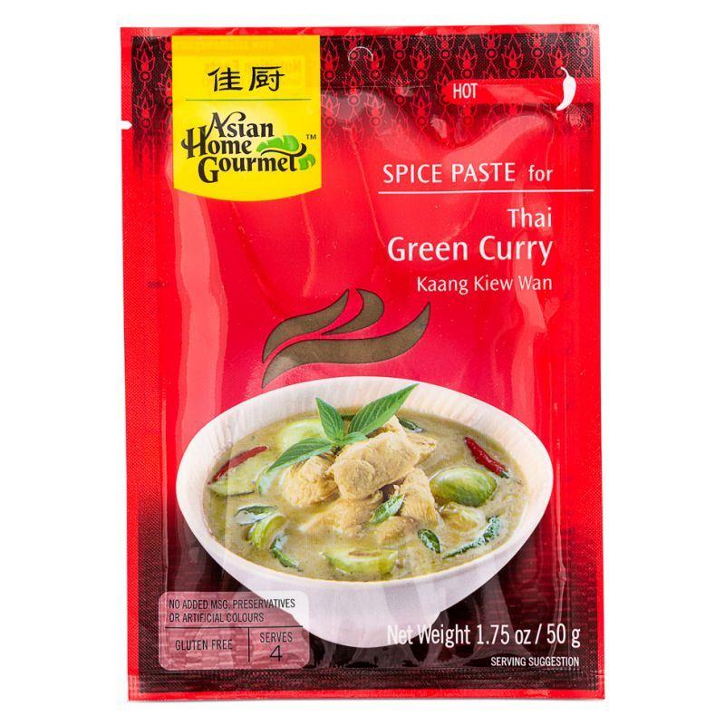Asian Home Gourmet Spice Paste for Thai Green Curry Kaang Kiew Wan (Hot) 12 x 50g