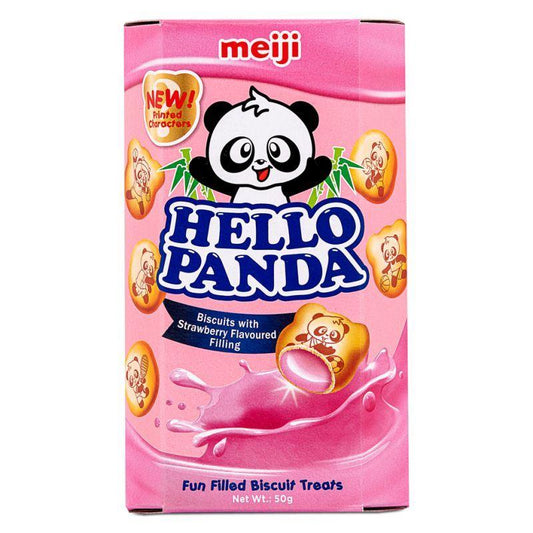 (Case) Meiji Hello Panda Biscuits with Strawberry Flavour Filling 明治 熊貓草莓夾心餅 50g*20