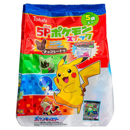 Tohato Pokemon Chocolate Snack (5 packs) 5P ポケモンスナック チョコレート味 12 x 80g