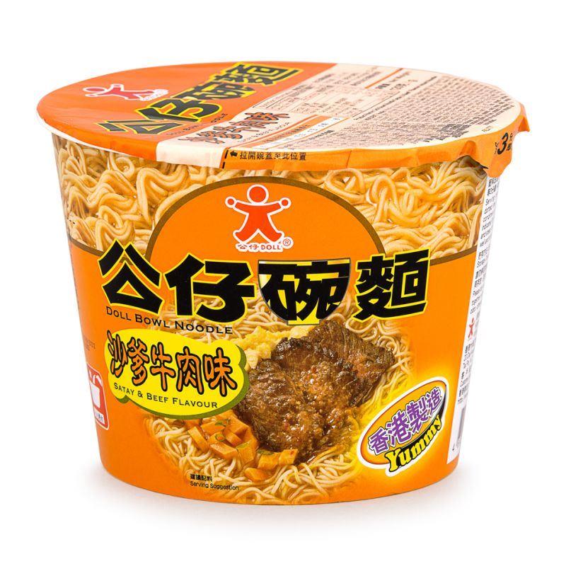 (Case) Doll Bowl Noodle (Satay & Beef Flavour) 公仔碗麵 (沙爹牛肉味) 120g*12