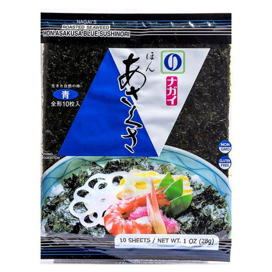 (Case) Nagai's Roasted Seaweed Hon Asakusa Sushinori (Blue) はん あさくさ焼のり青 28g (10 sheets)*24