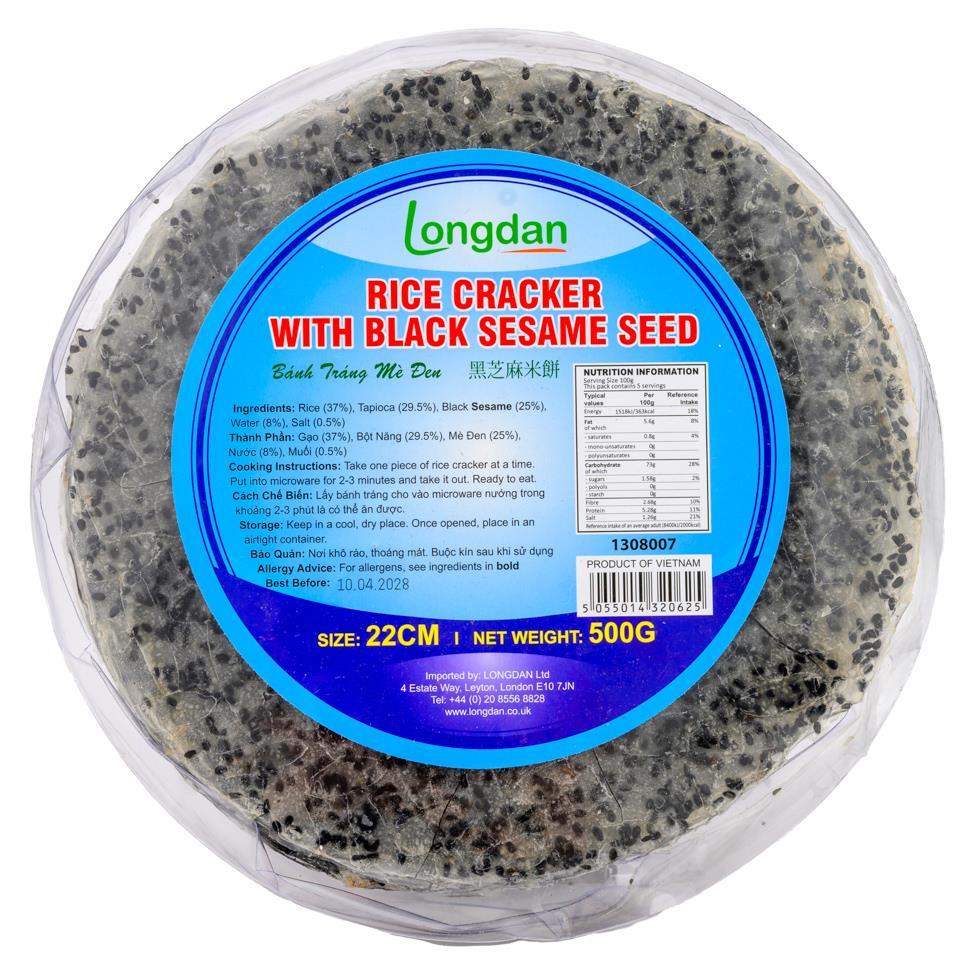 (Case) Longdan Rice Cracker with Black Sesame 500g*20