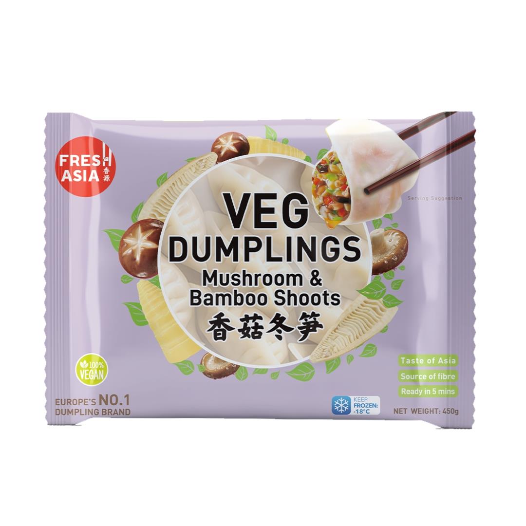 ❄️ Freshasia Veg Dumplings (Mushroom & Bamboo Shoots) 香源 素水餃 (香菇冬笋) 20 x 450g